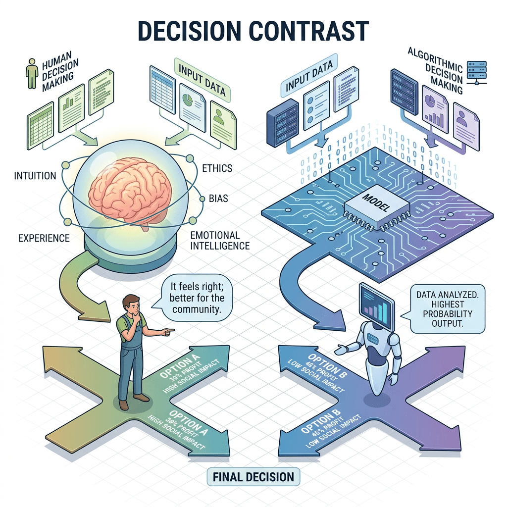 Human versus algorithm decision contrast
